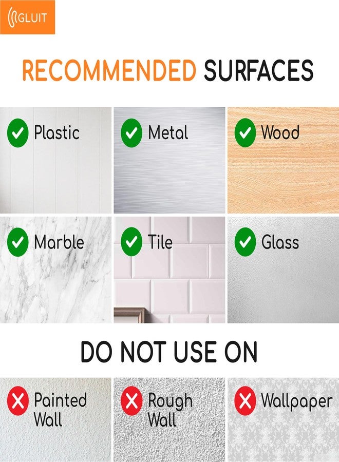 GLUIT Adhesive Wall Hooks for Hanging Heavy Duty 22 lbs Hooks for Walls No Damage, Towel Sticky Clear Hook, Waterproof, Home, Bathroom, Kitchen, Office, and Outdoor 6 Pack - Image 4